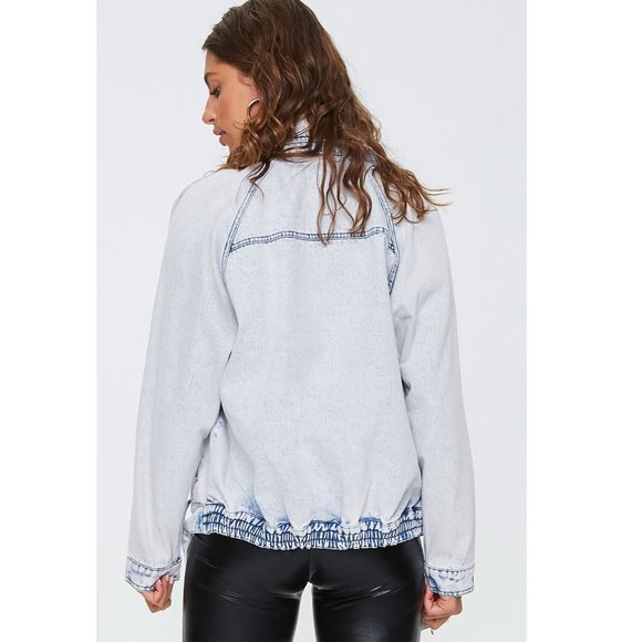 Forever 21 Acid Wash Denim Moto Jacket - Picture 9 of 9